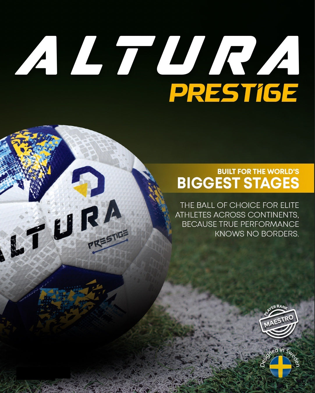 Altura Prestige matchboll på planen – Nordic Strike premium fotbollsboll för proffs