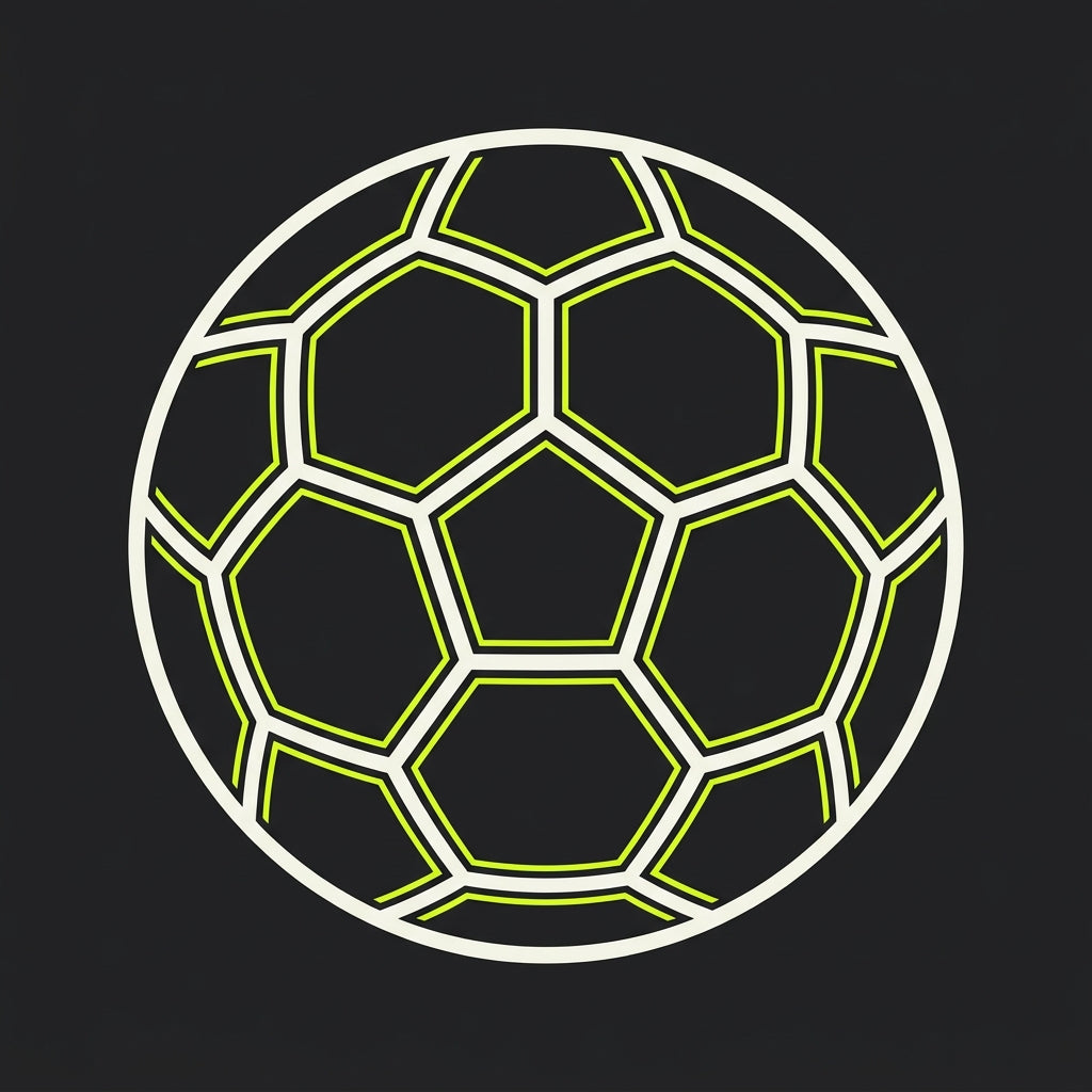Illustration av en fotboll med 16 paneler